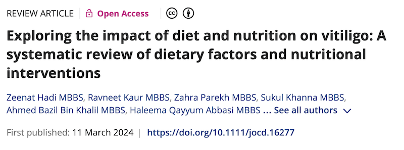 Exploring the impact of diet and nutrition on vitiligo